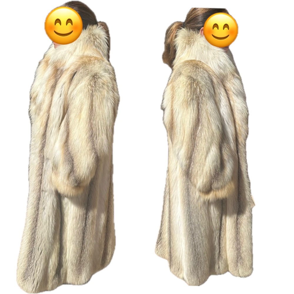 Unisex Golden Isle Shadow Fox Fur Coat Full Length - Picture 14 of 16